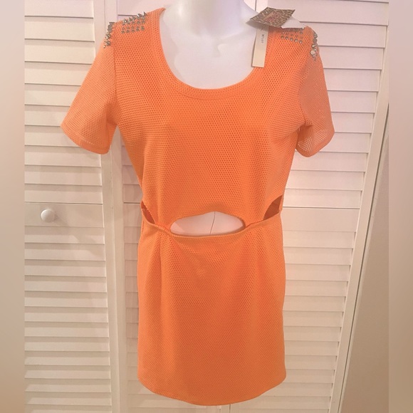 NWT Mustard Seed Peach cutout Mini Dress Size Large 👗 Summer - Picture 1 of 8